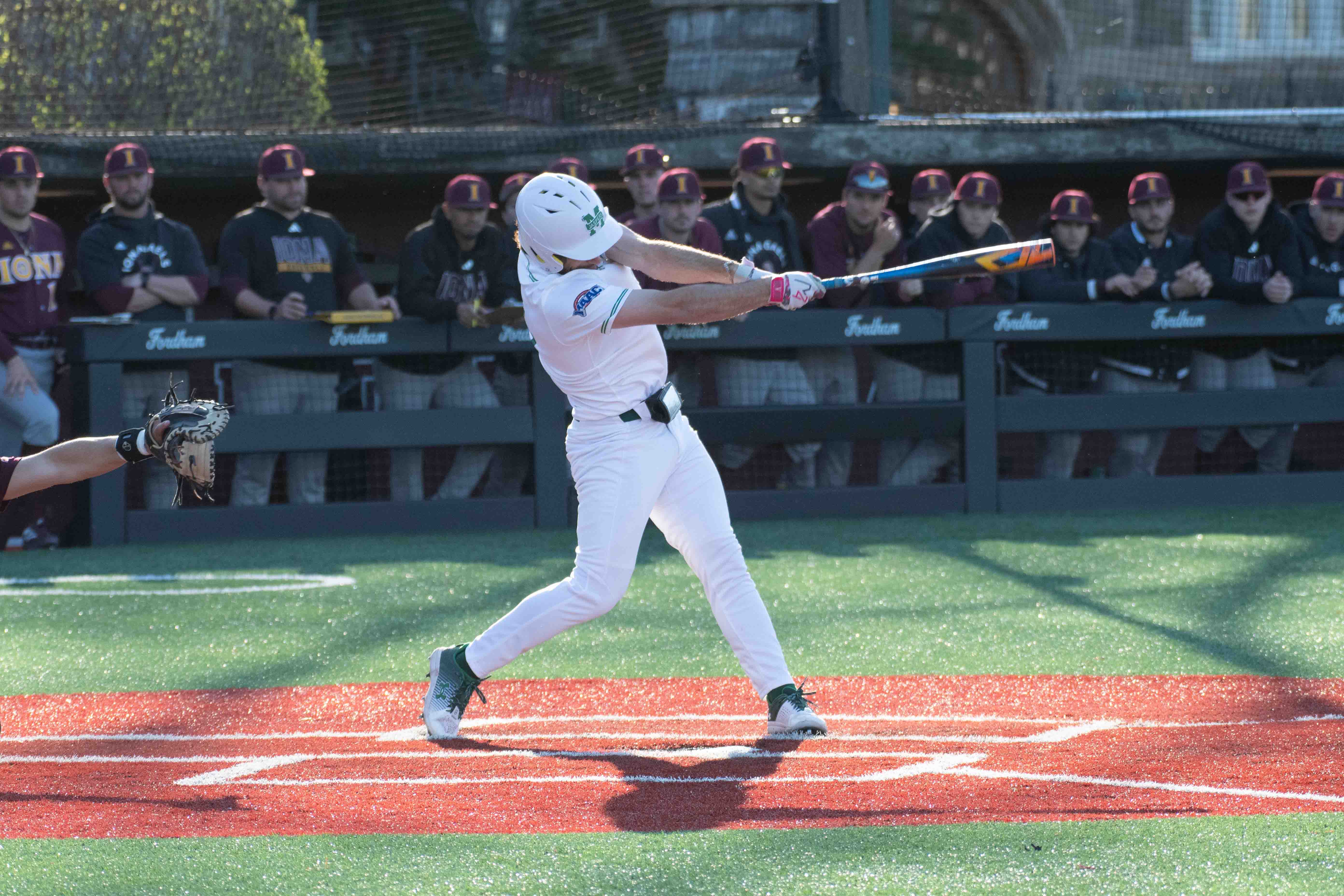 Manhattan catcher Logan Pfannenbecker, April 2023.