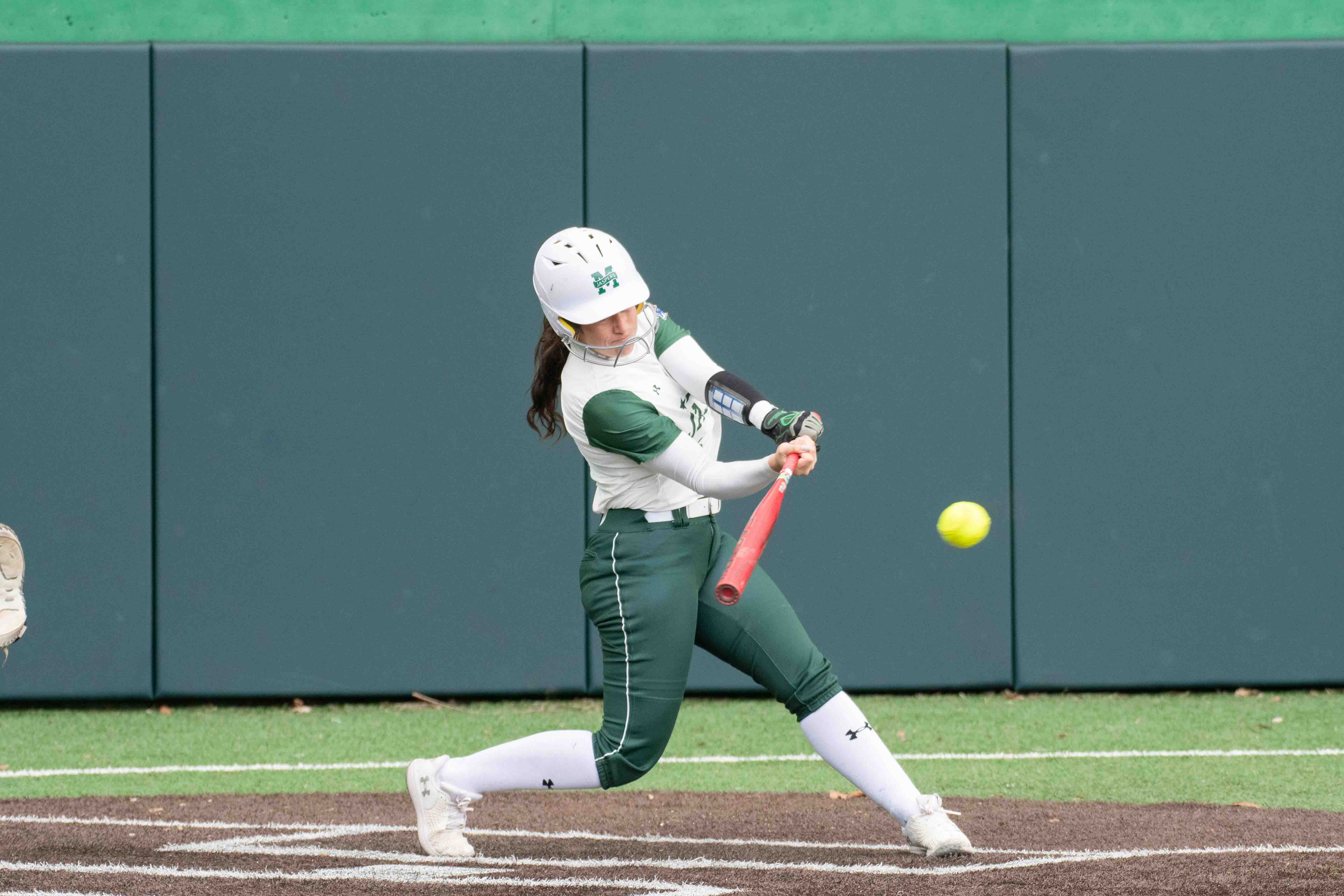 Manhattan infielder Kaitlyn Flood, April 2024